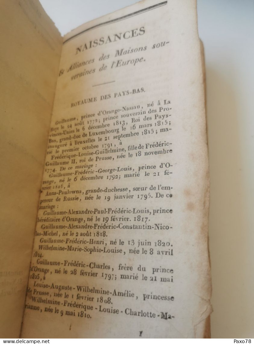 Almanach National, Belgique 1826. Dans L'état - 1801-1900