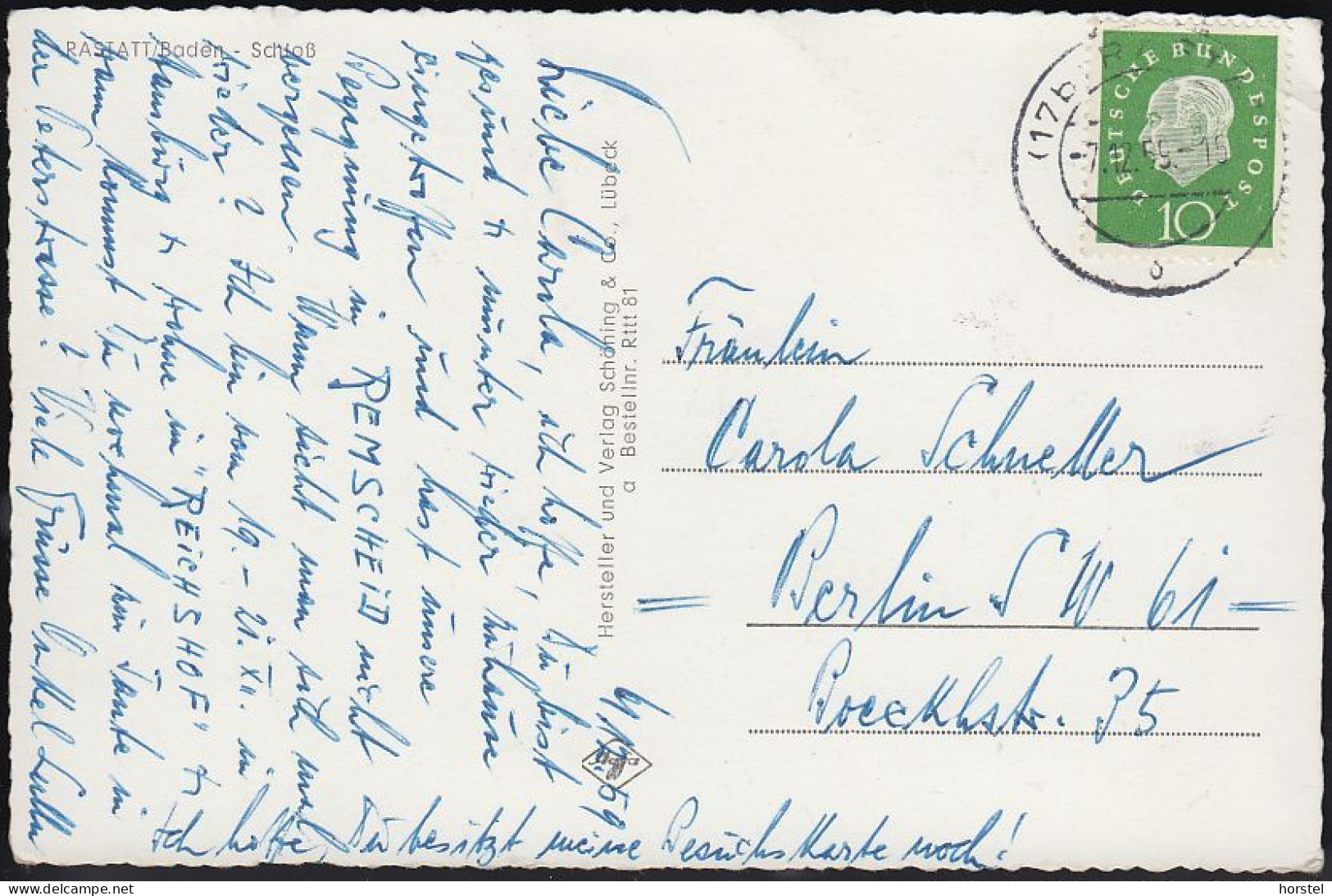 D-76437 Rastatt - Schloß - Stamp 1959 - Rastatt