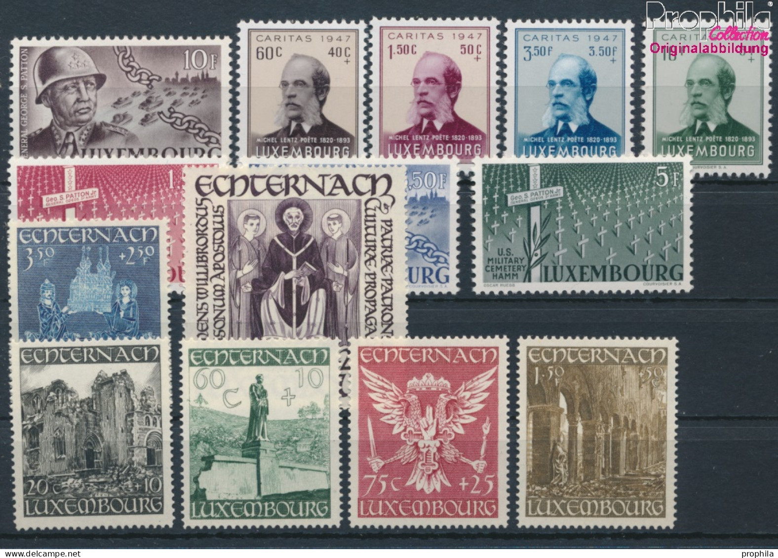 Luxemburg Postfrisch Abtei Echternach 1947 Echternach, Patton, Caritas  (10368703 - Ungebraucht