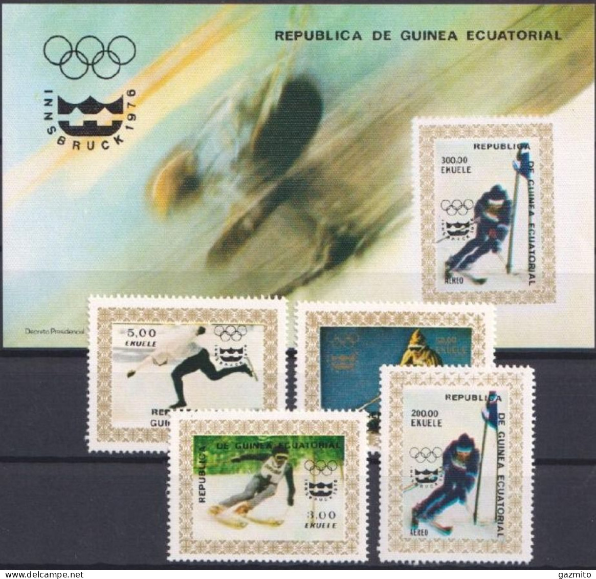Guinea Equat. 1976, Olympic Games In Innsbruck, 4val +BF - Equatorial Guinea