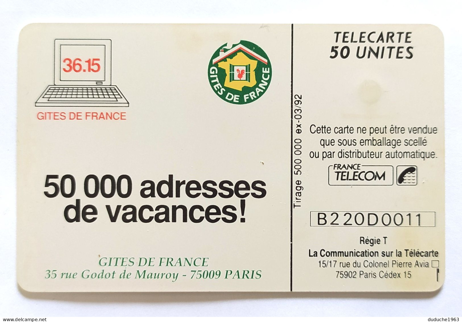 Télécarte France - Gîtes De France - Ohne Zuordnung