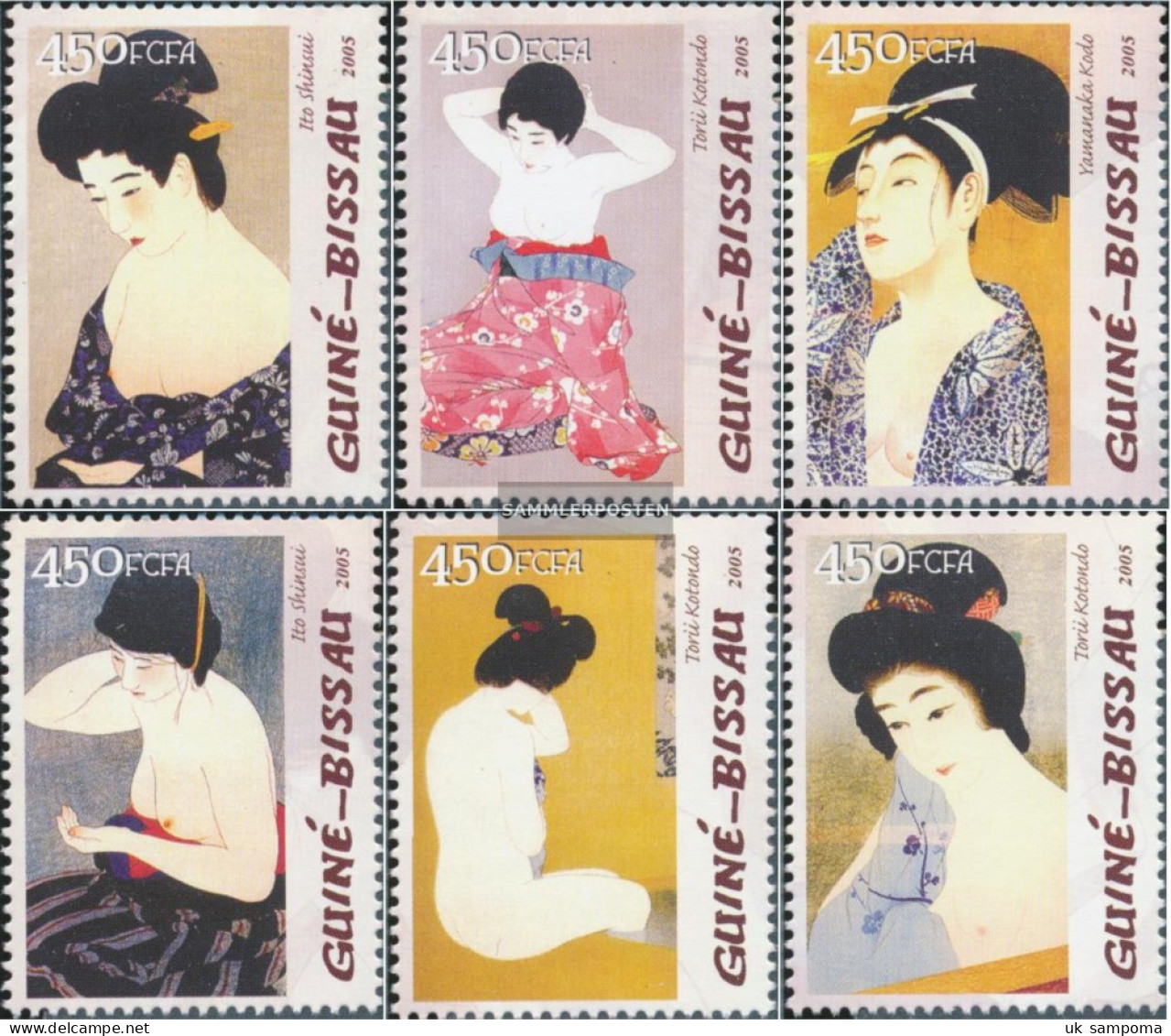 Guinea-Bissau 3100-3105 (complete. Issue) Unmounted Mint / Never Hinged 2005 Japanese Paintings - Guinea-Bissau