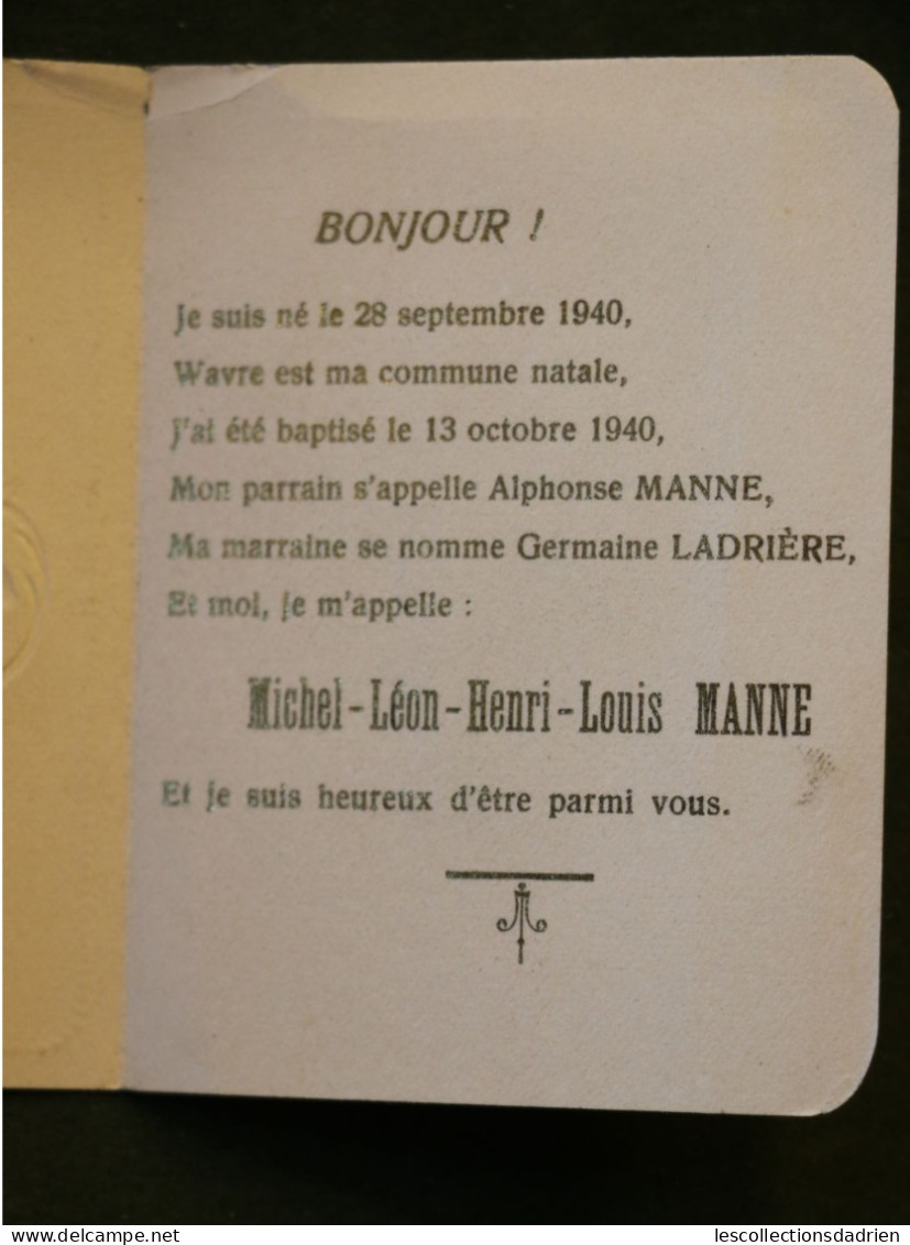 Faire-part de naissance 1940 à Wavre