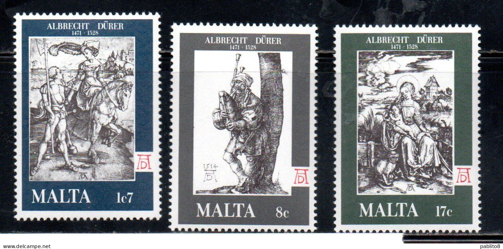 MALTA 1978 ALBRECHT DURER GERMAN PAINTER AND ENGRAVER PITTORE INCISORE COMPLETE SET SERIE COMPLETA MNH - Malte