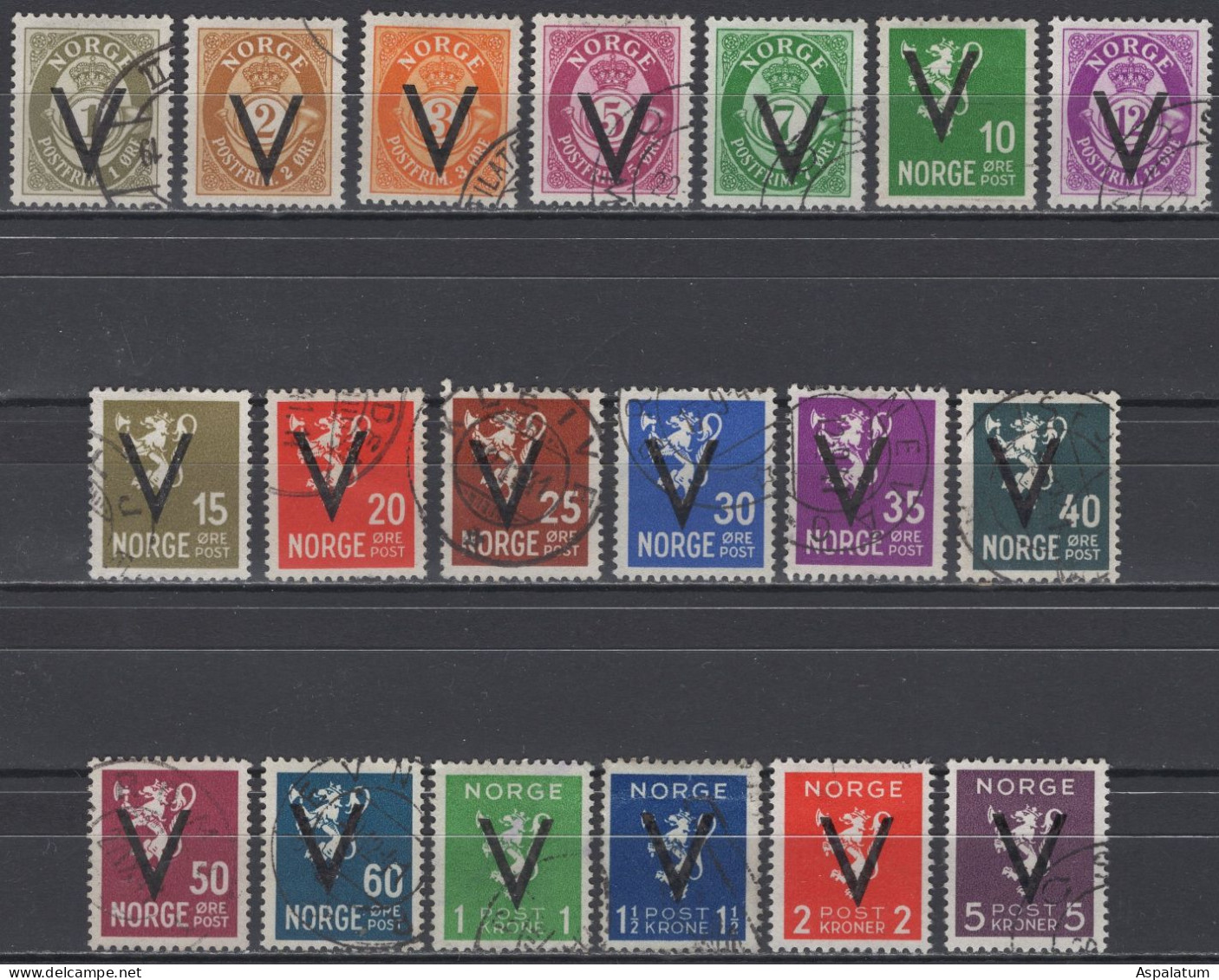 Norway - Definitives - Set Of 19 - Mi 237Y~256Y - 1941 - Oblitérés