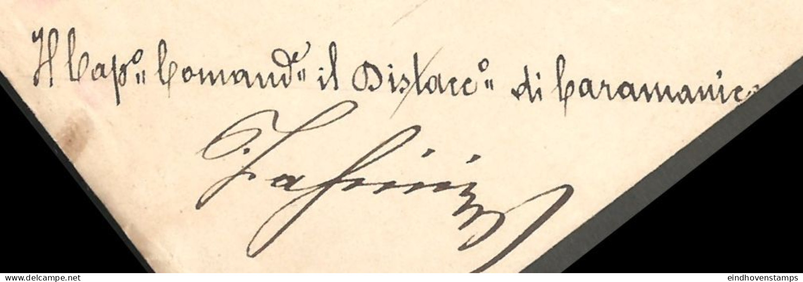 Abbruzi 1867 Italia, Brief Von Caramanico "Capo Comando Il Ditarci" Nach Tocco Di Causaria über Napoli &amp; Svalentino - Poststempel