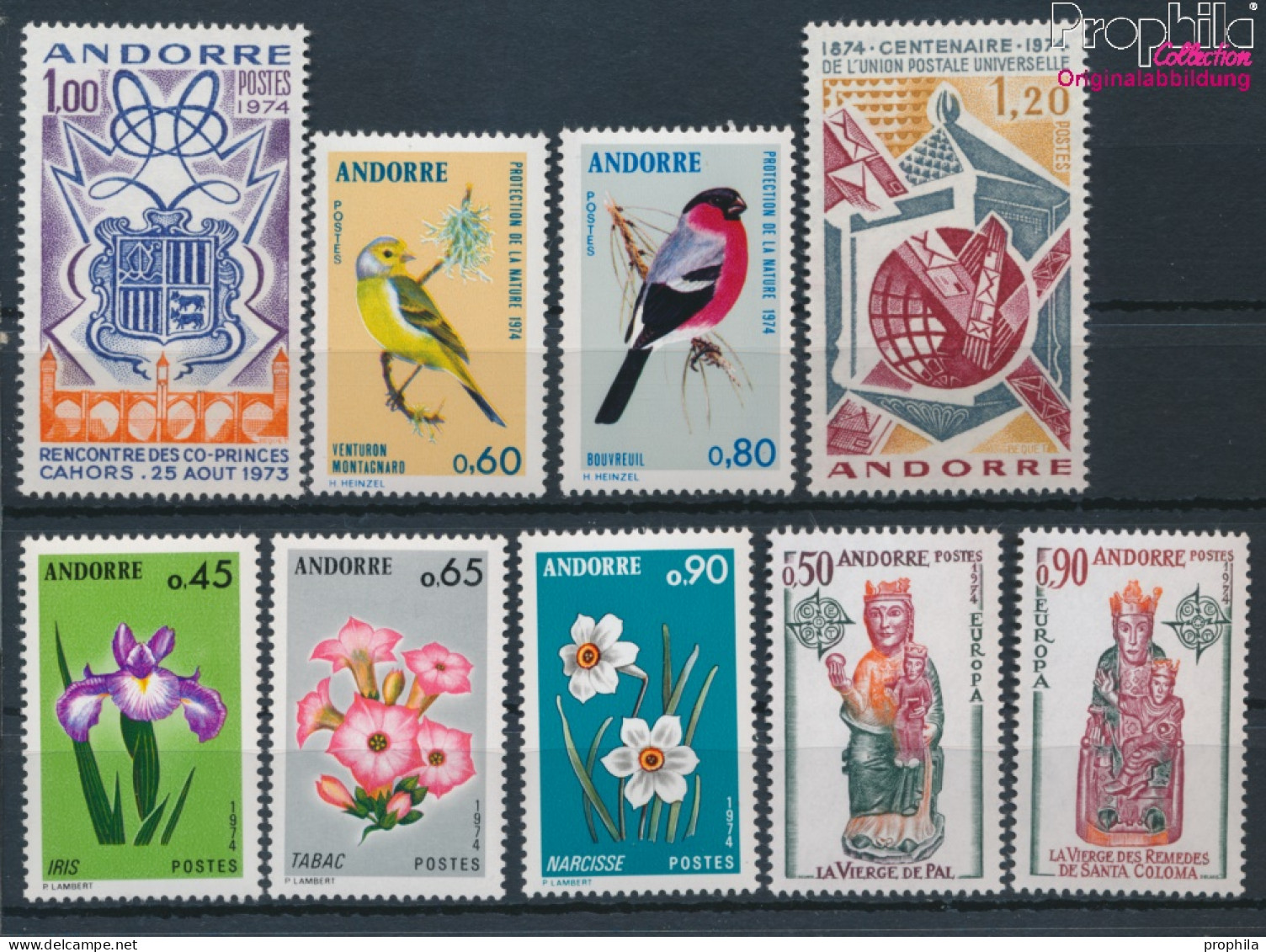 Andorra - Französische Post Postfrisch Blumen 1974 Blumen, Vögel, Europa U.a.  (10368388 - Ongebruikt