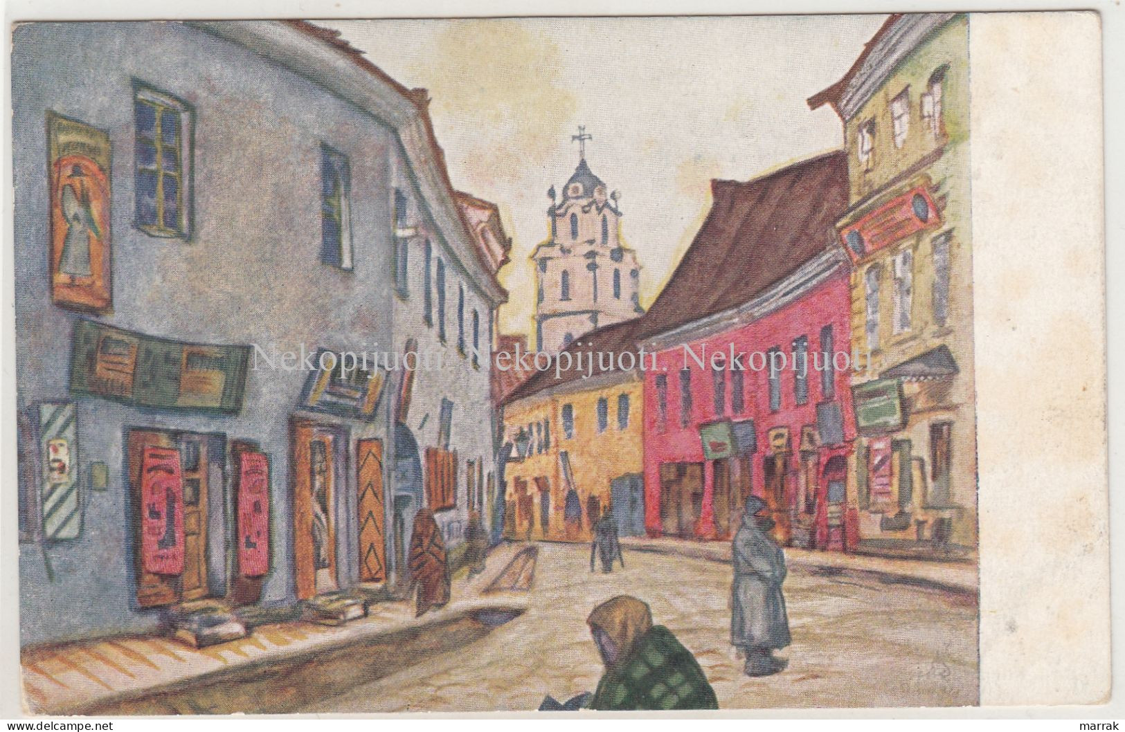 Vilnius, Gatvė Vilniuje, M. Dobužinskis, Apie 1910 M. Atvirukas - Lithuania