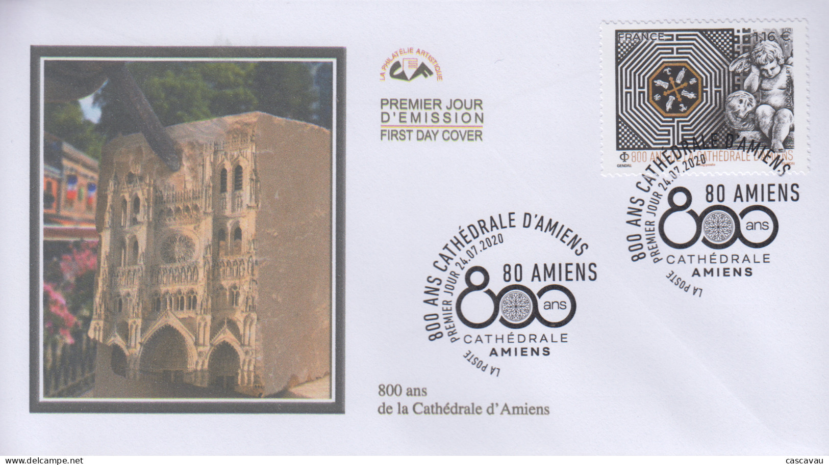 Enveloppe    FDC  1er   Jour    FRANCE    800  Ans   Cathédrale   D' AMIENS    2020 - 2020-…