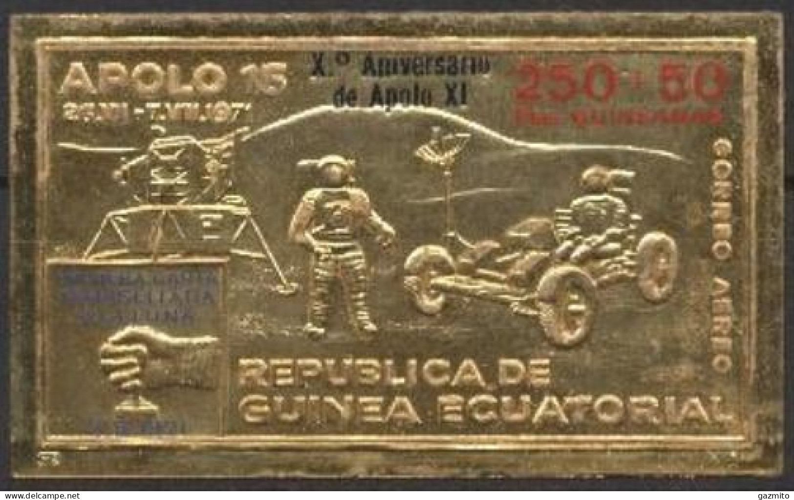 Guinea Equat. 1972, Space, Landing On The Moon, Overp. Apollo IX, 1val GOLD - Afrika