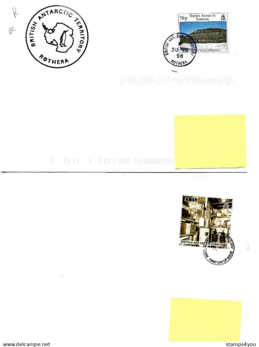 PO - 69 - 4 Enveloppes Stations Antarctiques Britanniques - Cachets Illustrés - Brieven En Documenten
