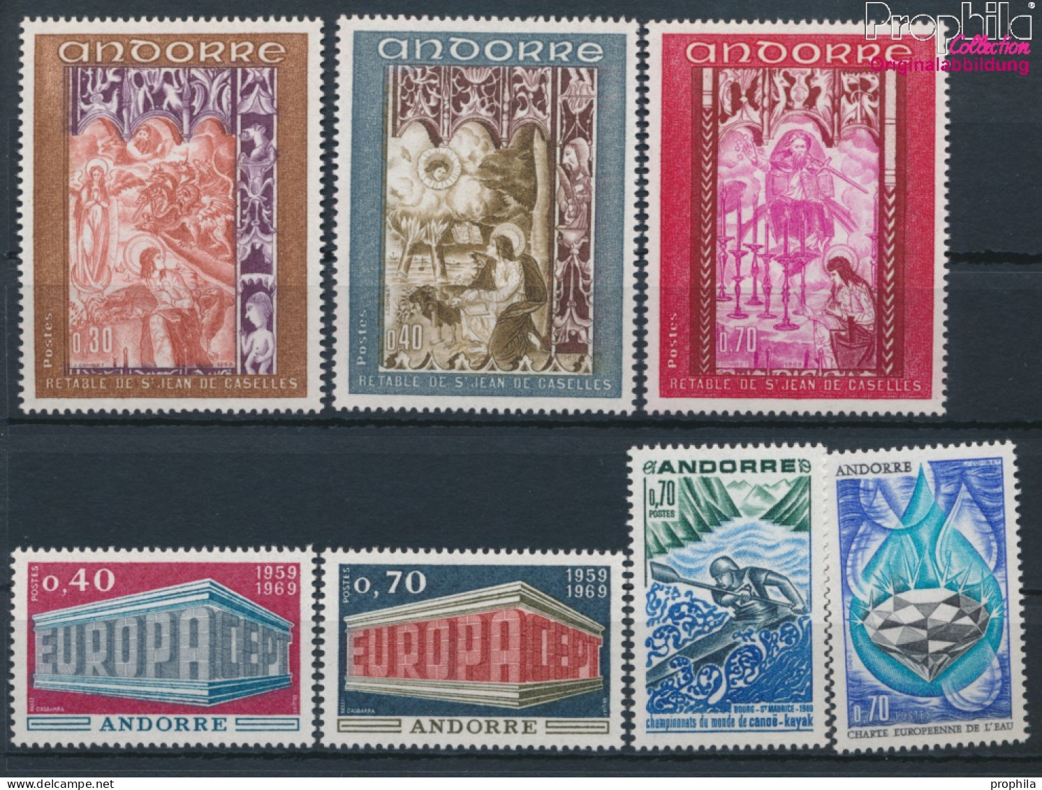 Andorra - Französische Post Postfrisch Europa 1969 Europa, Kanu, Wasserschutz, Fresken  (10368753 - Neufs
