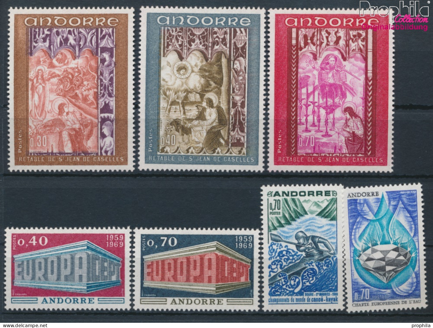 Andorra - Französische Post Postfrisch Europa 1969 Europa, Kanu, Wasserschutz, Fresken  (10368753 - Ongebruikt