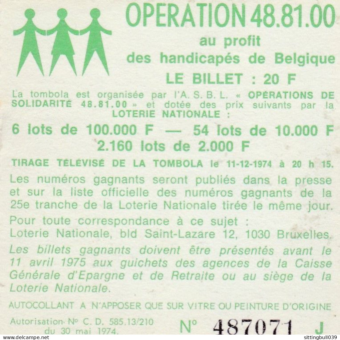 GREG.ACHILE TALON. RARE Série De 5 Autocollants PUB Opération 48 81 00 Au Profit Des Handicapés De Belgique. 1974 - Adesivi