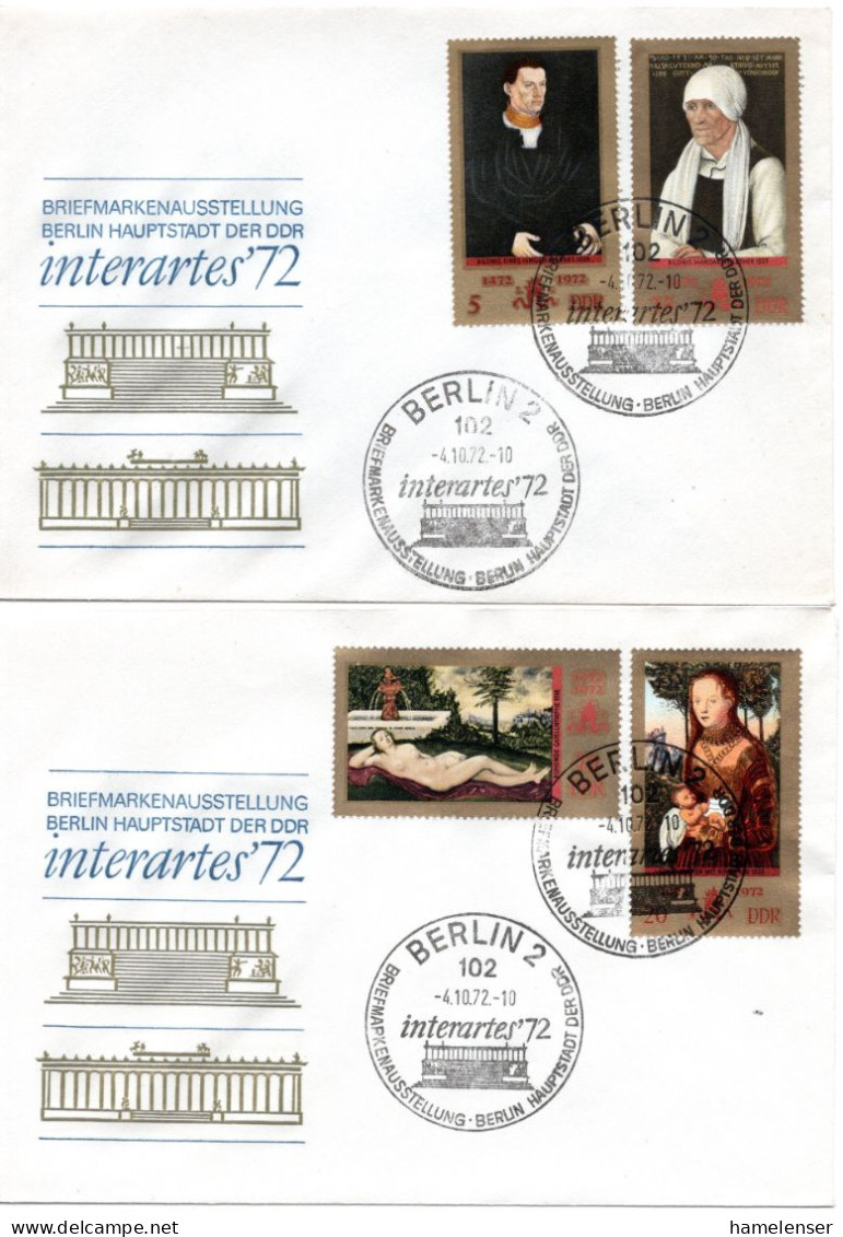 63923 - DDR - 1972 - Cranach-Satz Kpl A 2 SoU "Interartes" SoStpl BERLIN - INTERARTES ... - Briefmarkenausstellungen