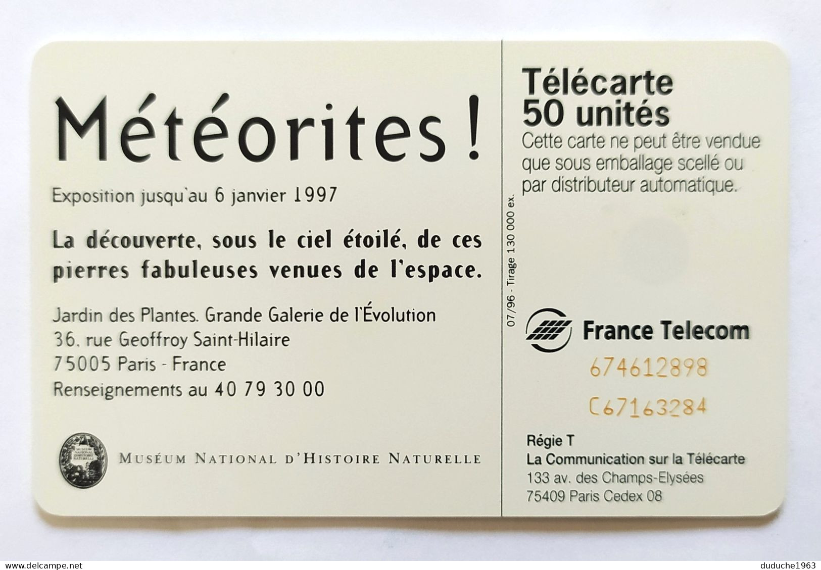 Télécarte France - Météorites - Non Classificati