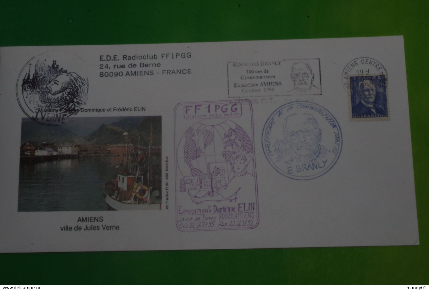 7-194 Flamme Branly Radio Amateur Telecom QSL Amiens 1990 Expedition Radio Lofoten Norvege Cercle Polaire  Arctic - Telecom