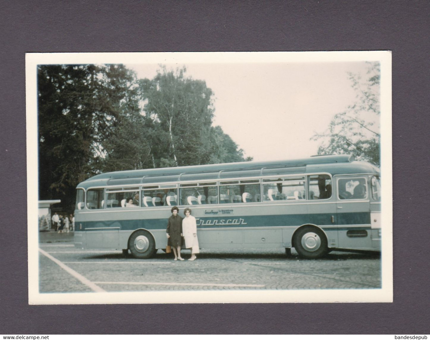 Photo Originale Vintage Snapshot Oldtimer Car Autocar Chausson ? Transcar Service Voyage Le Republicain Lorrain  (58869 - Cars