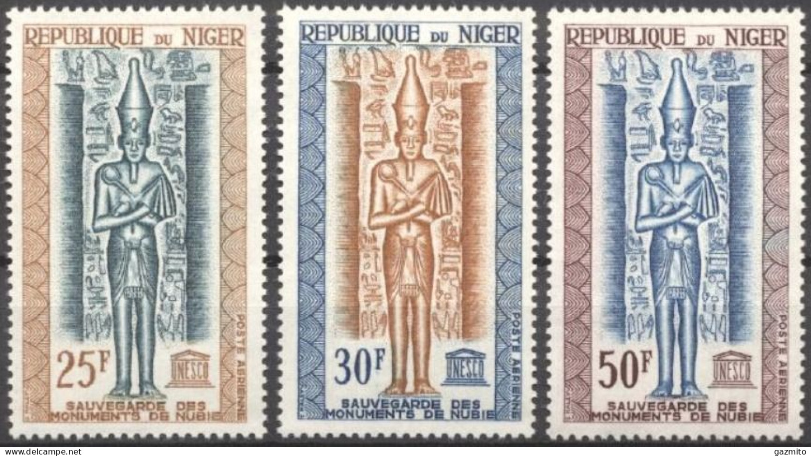 Niger 1964, UNESCO, Pro Numidian Monuments, 3val - Egittologia