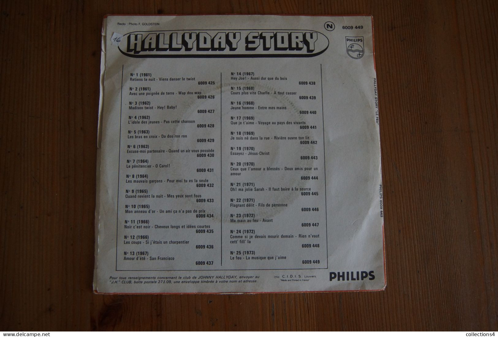 JOHNNY HALLYDAY LE FEU HALLYDAY STORY 1973 N° 25 SP 1974 VARIANTE LABEL BLEU - Rock