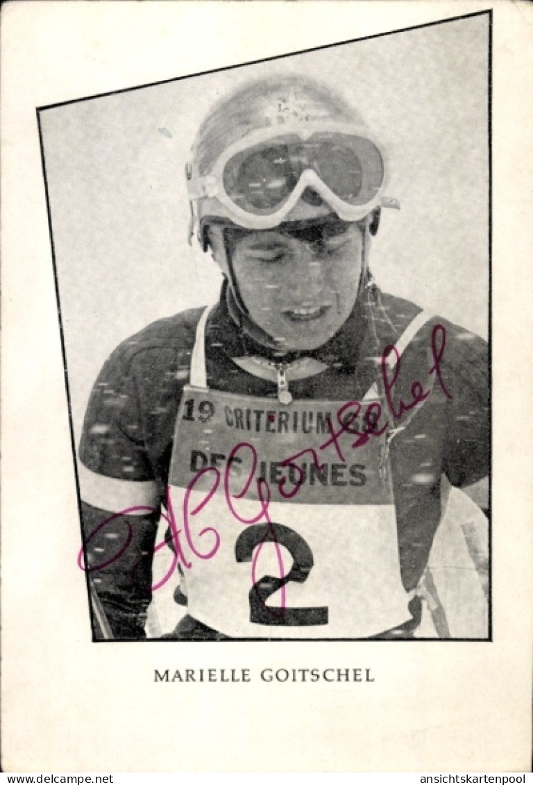 CPA Skirennläuferin Marielle Goitschel, Portrait, Autogramm - Andere & Zonder Classificatie