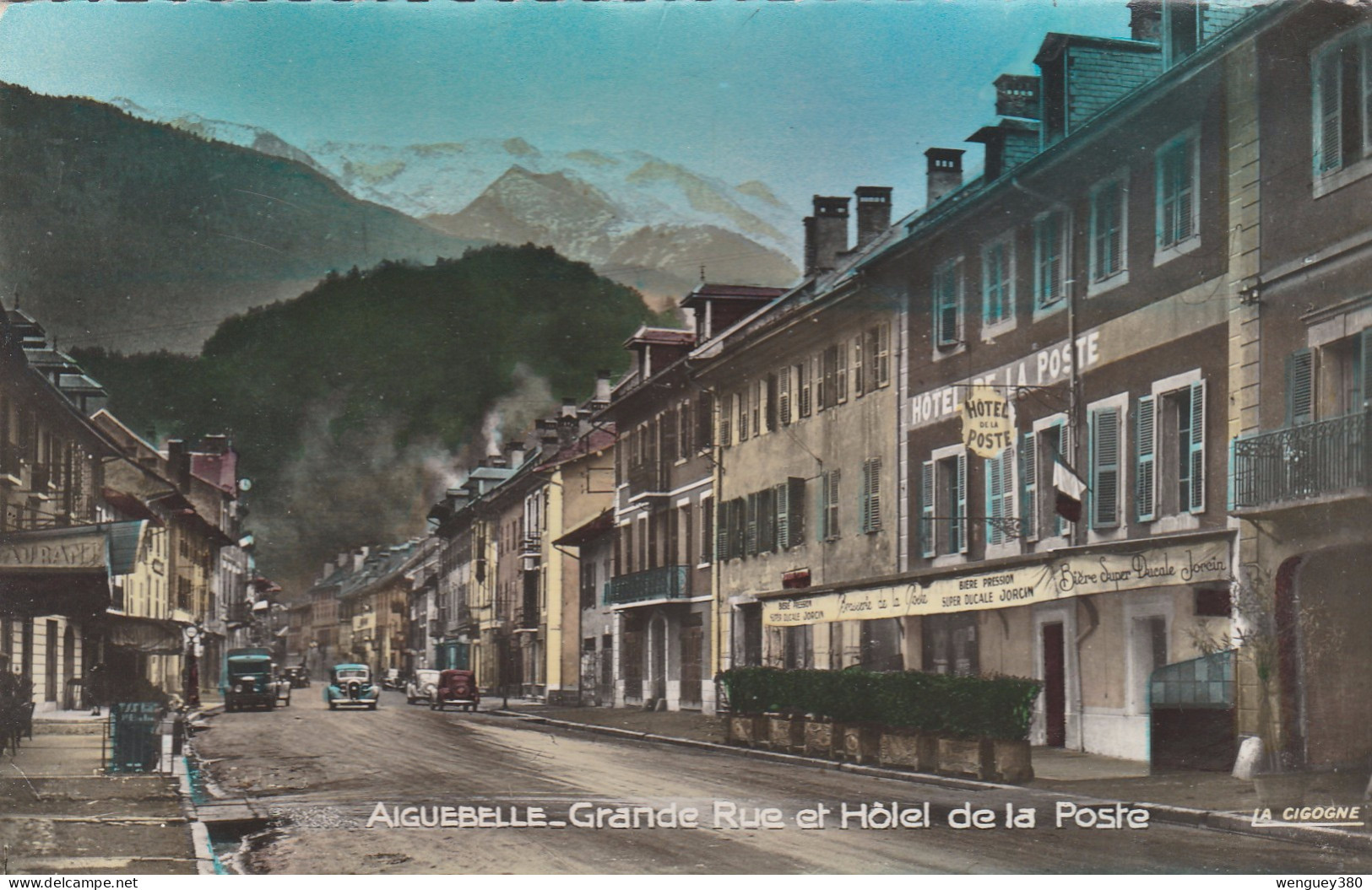 73 AIGUEBELLE   Grande Rue Et Hôtel De La Poste       SUP  PLAN Couleur.  Années 60.      RARE - Aiguebelle