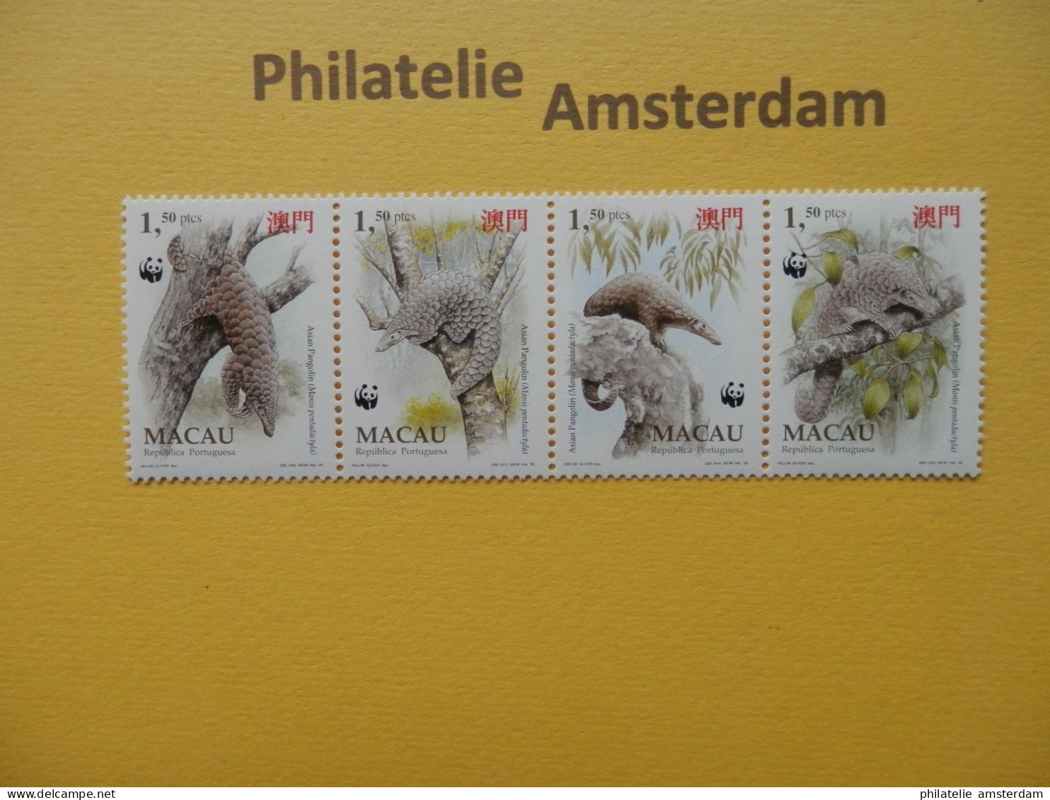 Macau 1995, WWF FAUNA ASIAN PANGOLIN: Mi 795-98, ** - Ungebraucht