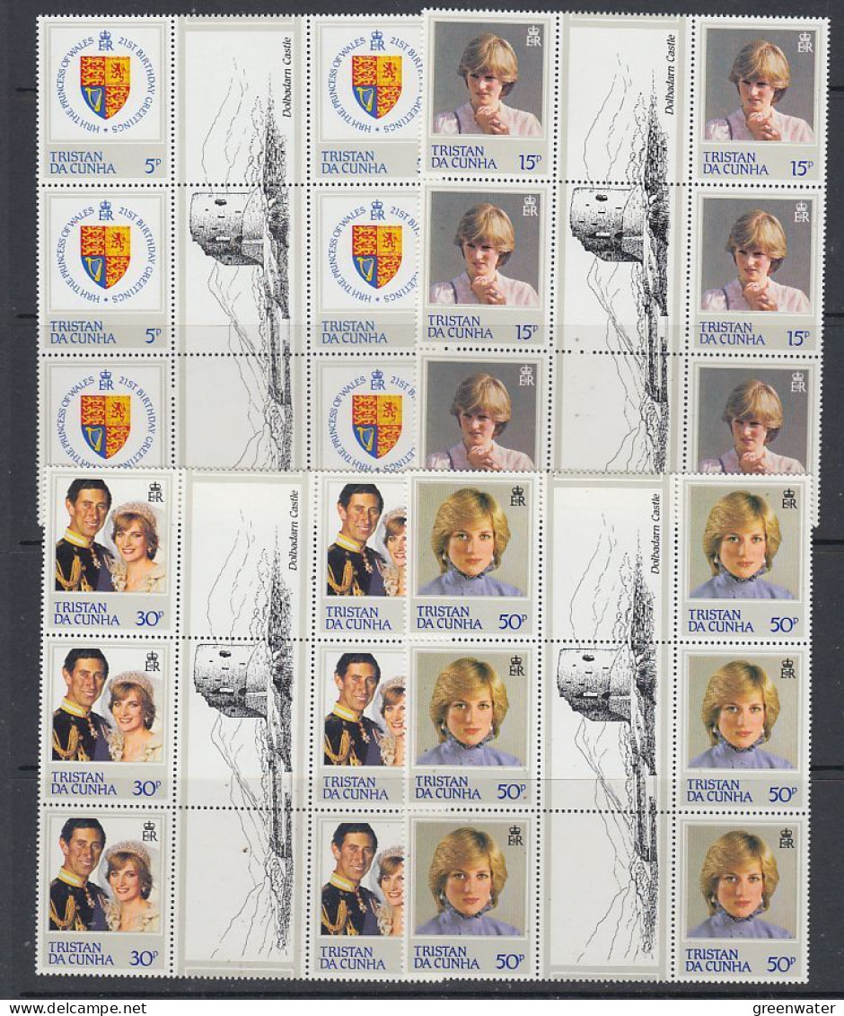 Tristan Da Cunha 1982 Diana 21st Birthday 4v Strip Of 3 Gutter ** Mnh (TDC178) - Tristan Da Cunha