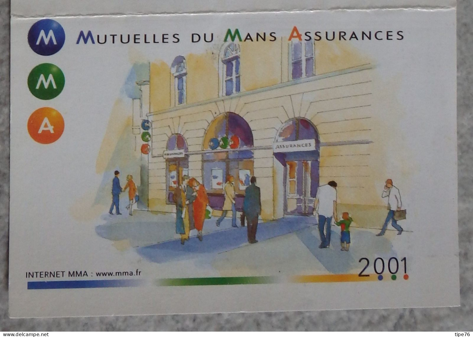 Petit Calendrier De Poche 2001 Assurances Les Mutuelles Du Mans Le Mans Sarthe - Kleinformat : 2001-...