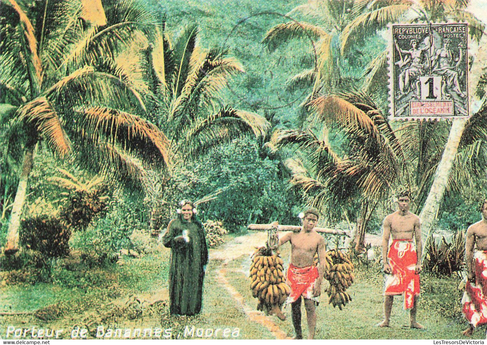 POLYNESIE FRANCAISE - Moorea - Porteur De Banannes - Animé - Carte Postale - Polinesia Francesa