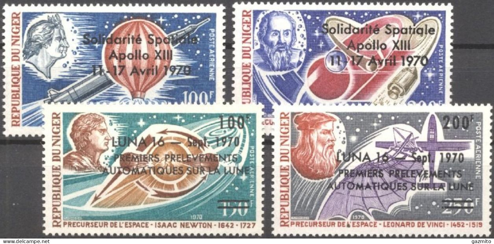 Niger 1971, Space, Galileo, Leonardo, Overp., 4val - Niger (1960-...)