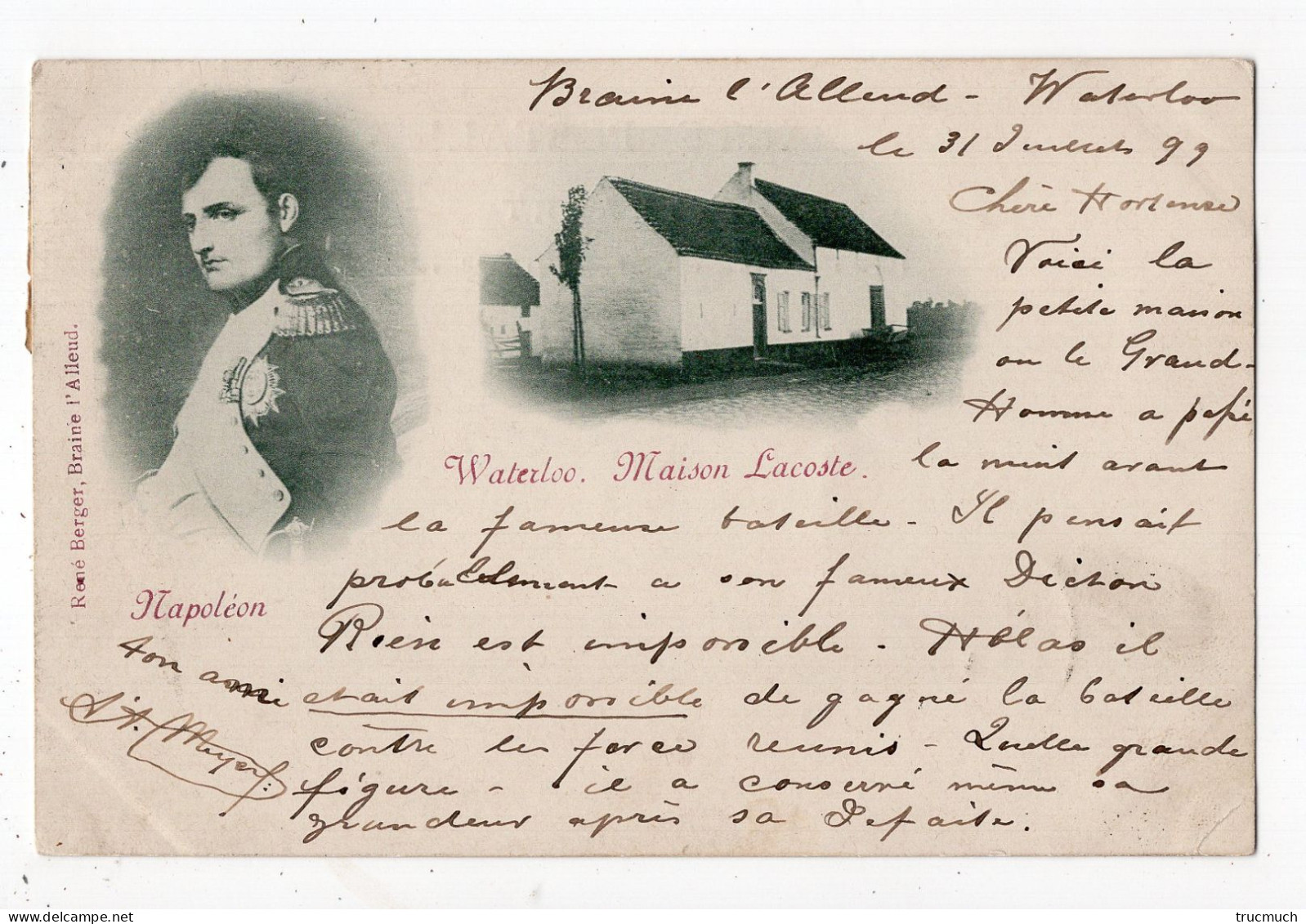 20 - WATERLOO - Maison Lacoste - Napoléon *1899* - Waterloo