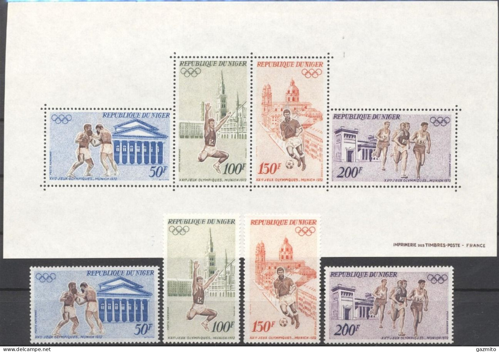 Niger 1972, Olympic Games In Munich, Boxing, Football, Athletic, 4val+BF - Níger (1960-...)