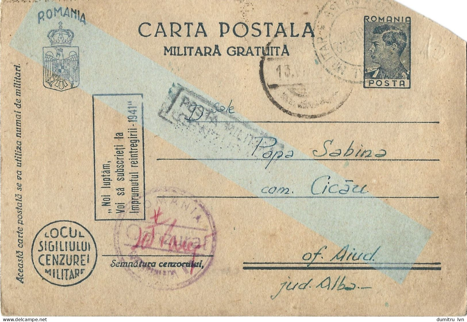 ROMANIA 1942 FREE MILITARY POSTCARD, MILITARY CENSORED, OPM 135, POSTCARD STATIONERY - Cartas De La Segunda Guerra Mundial