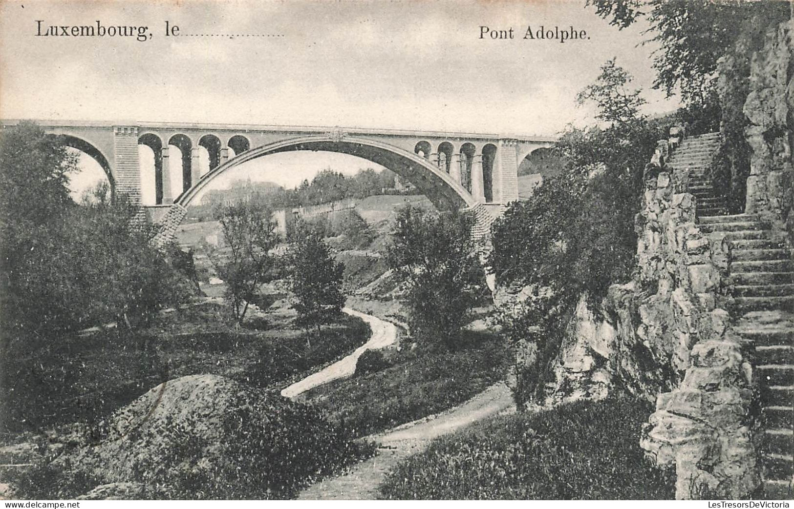 LUXEMBOURG - Pont Adolphe - Escalier - Vue Générale - Carte Postale Ancienne - Luxemburg - Town