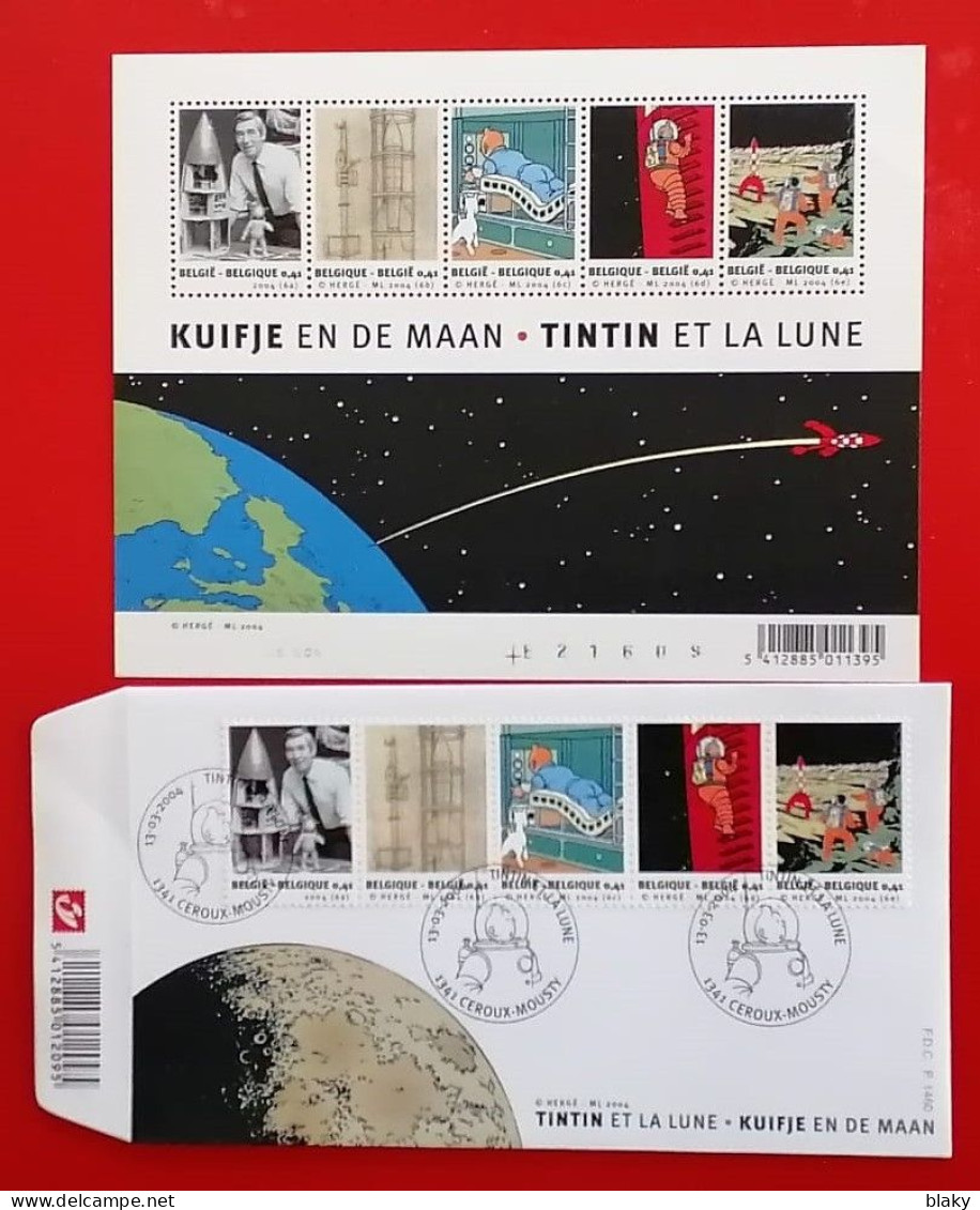 2004-TINTIN ET LUNE- 1FDC - 1 FEUILLET - 2001-2010