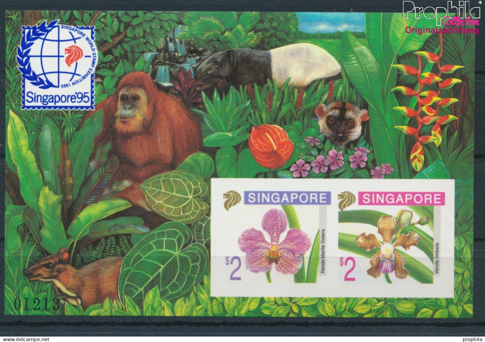 Singapur Block33B (kompl.Ausg.) Ungezähnt Postfrisch 1995 Orchideen - Orang-Utan, Tapir (10368456 - Singapour (1959-...)