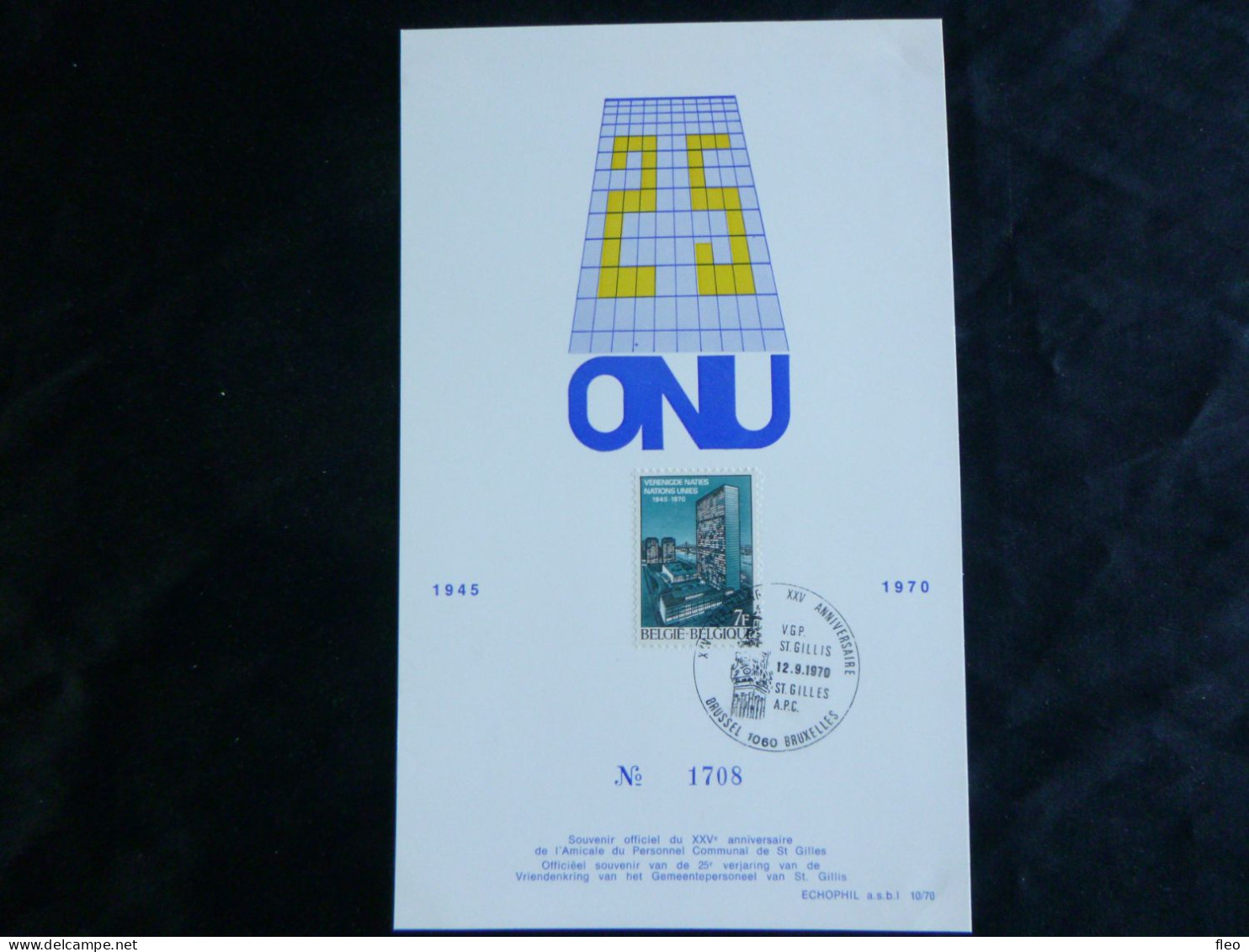 1970 1549 FDC Echophil Card N°1708 :  "UNO" - 1961-1970