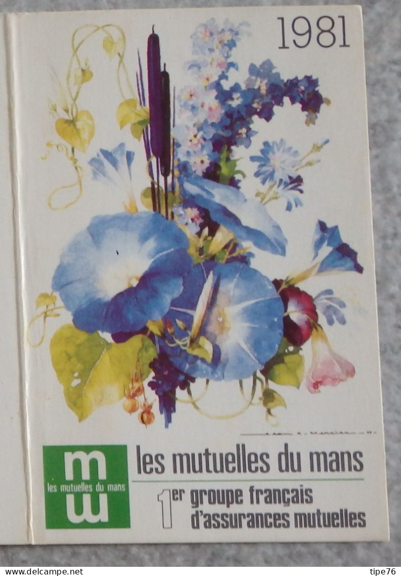 Petit Calendrier De Poche 1981 Assurances Les Mutuelles Du Mans Le Mans Sarthe - Agent Saint St Dié Vosges - Tamaño Pequeño : 1981-90