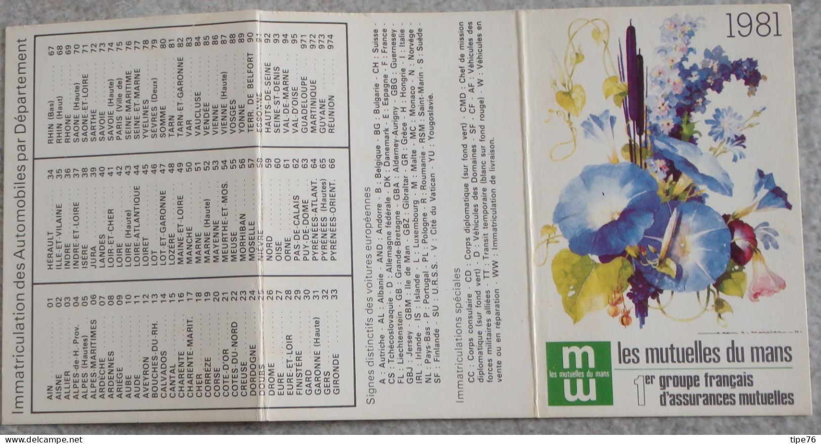 Petit Calendrier De Poche 1981 Assurances Les Mutuelles Du Mans Le Mans Sarthe - Agent Saint St Dié Vosges - Petit Format : 1981-90