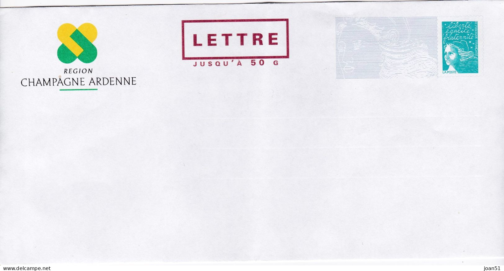 M1  LETTRE   LUQUET  Bleu 50 G, REGION CHAMPAGNE ARDENNE - PAP : Altri (1995-...)