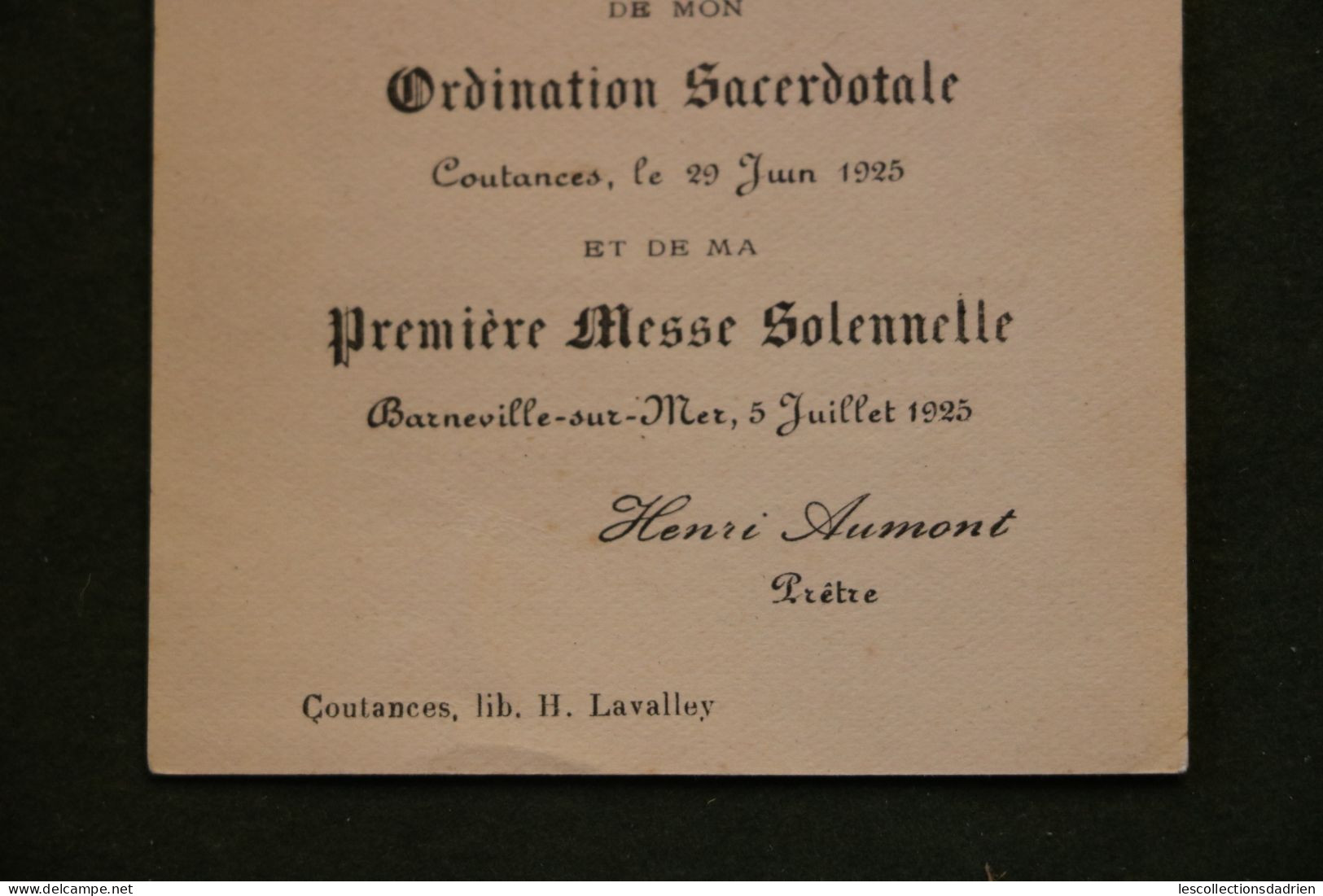 Image religieuse Ordination d'un prêtre Coutances 1925 - Première messe  - Holy card