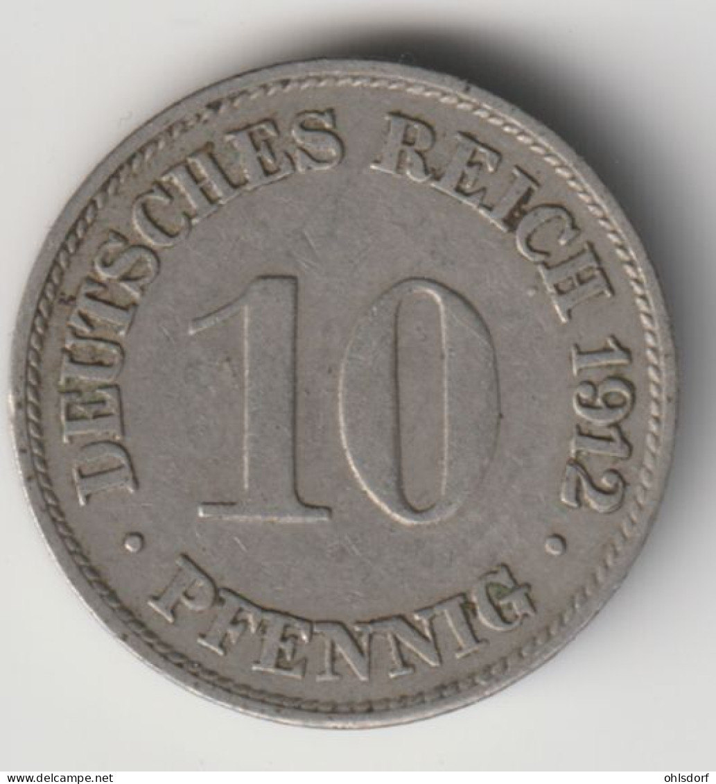 DEUTSCHES REICH 1912 G: 10 Pfennig, KM 12 - 10 Pfennig