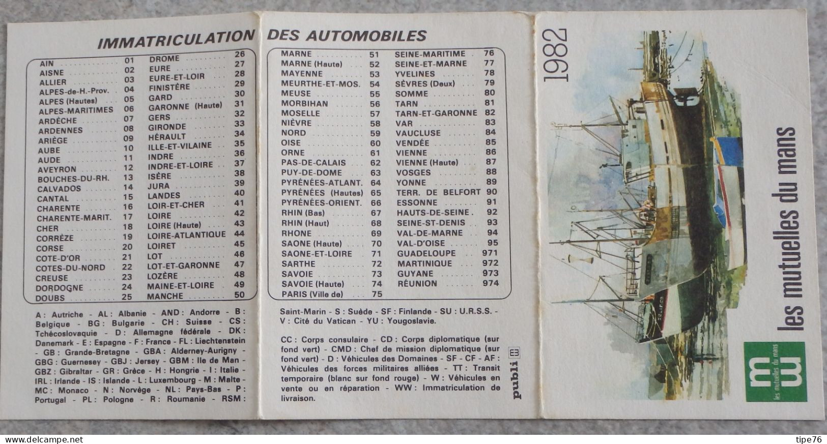 Petit Calendrier De Poche 1982 Assurances Les Mutuelles Du Mans Le Mans Sarthe - Beaumont Le Roger Eure - Bateau - Klein Formaat: 1981-90