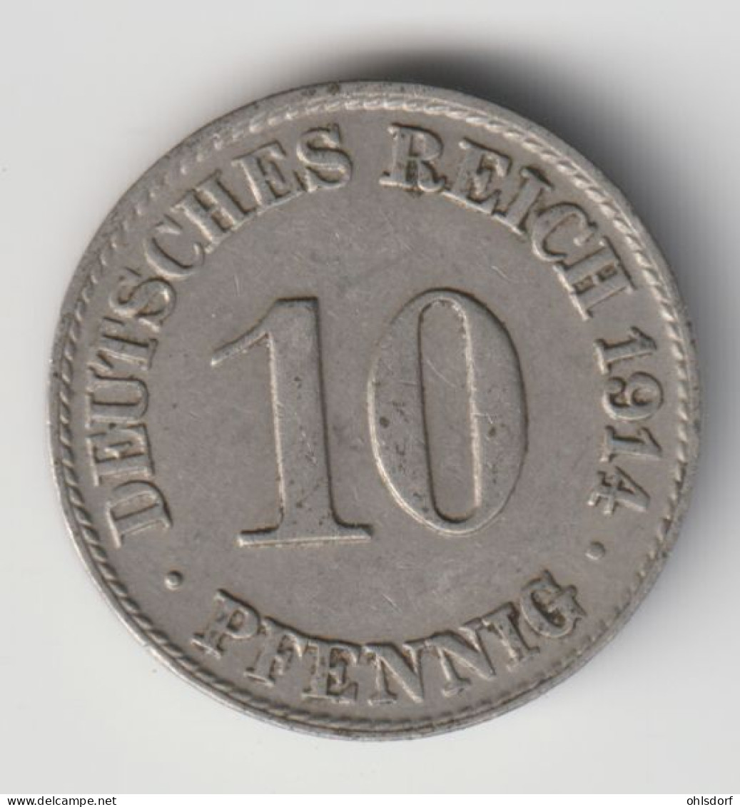 DEUTSCHES REICH 1914 D: 10 Pfennig, KM 12 - 10 Pfennig