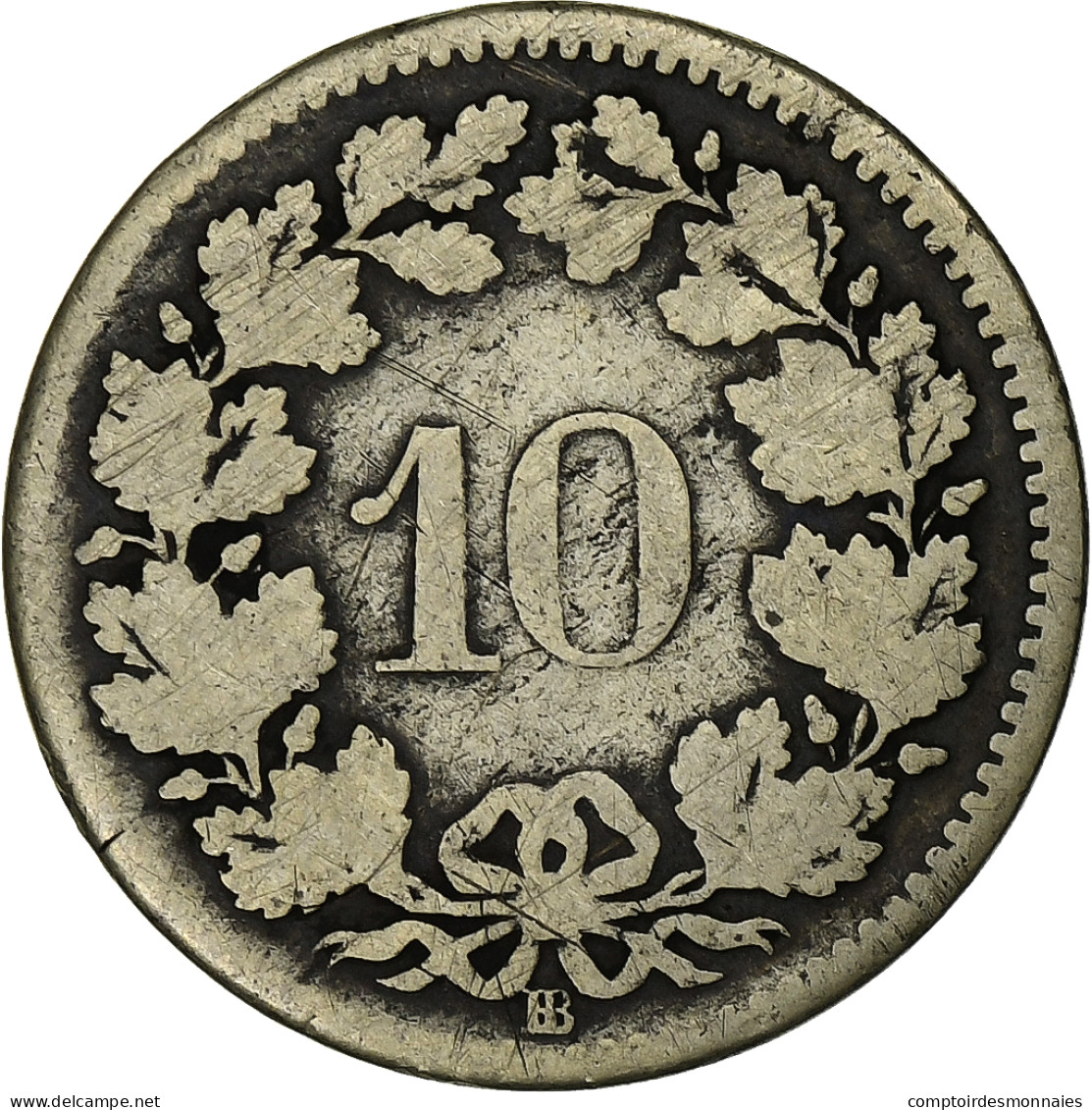 Suisse, 10 Rappen, 1851, Strasbourg, Billon, TB, KM:6 - Andere & Zonder Classificatie