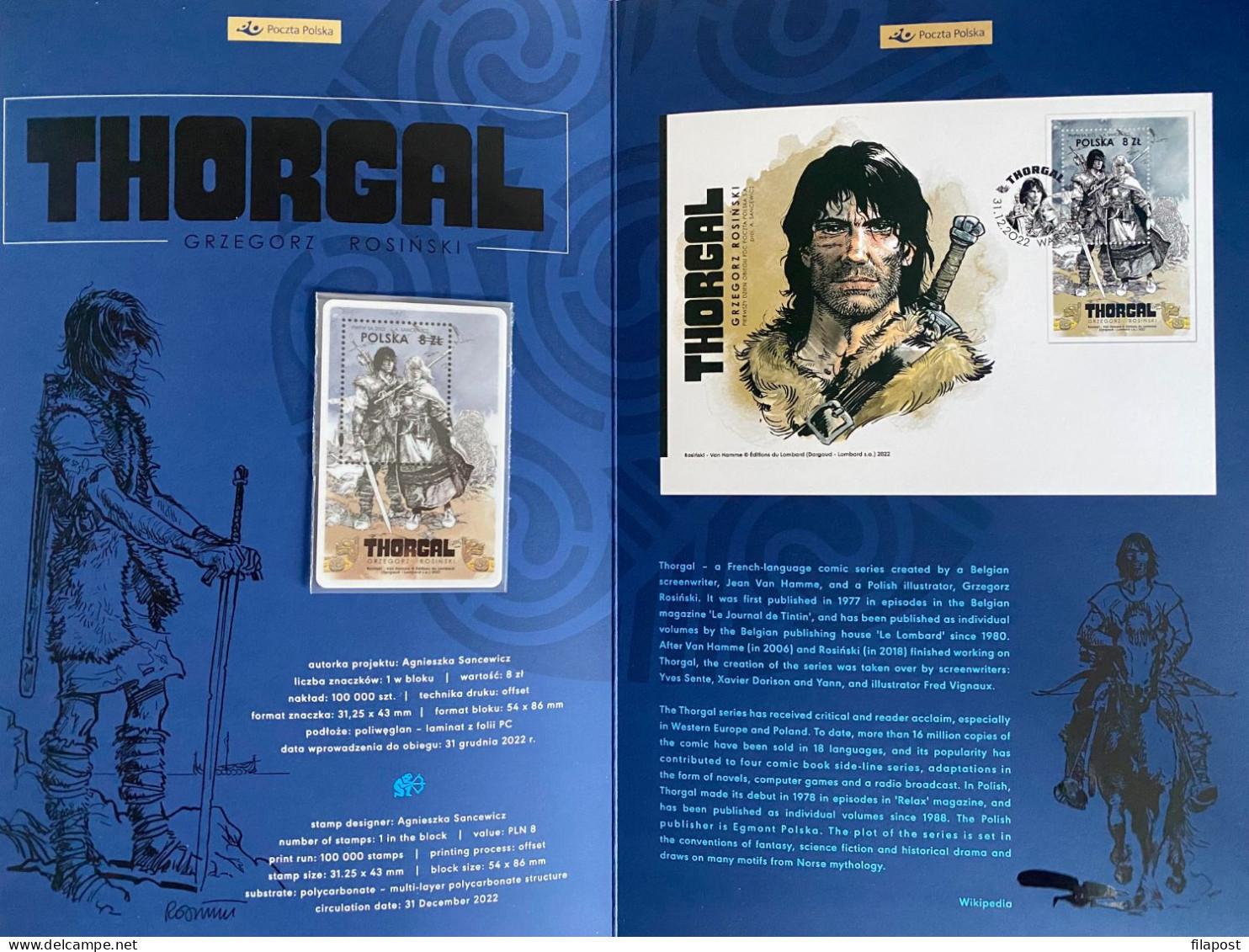 Poland 2023 Booklet Thorgal Comics, Special New Block Polycarbonate Grzegorz Rosinski Unique Issue - Bandes Dessinées