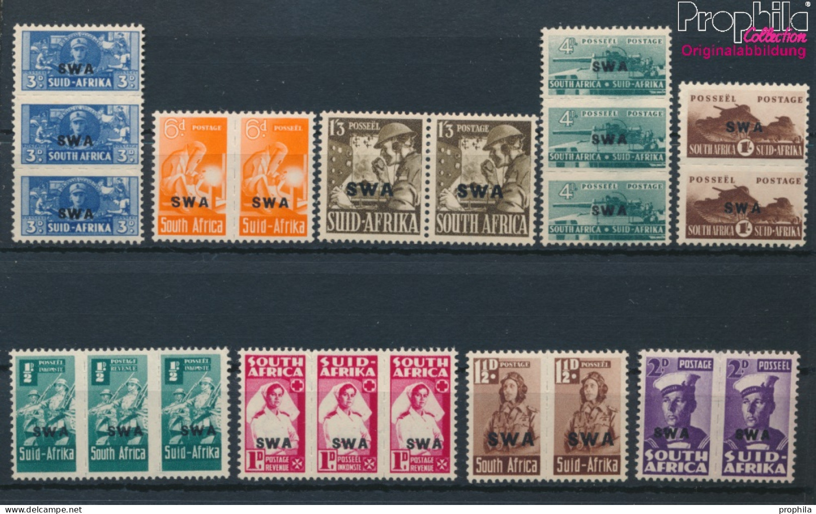 Namibia - Südwestafrika 230-245 Dreierstreifen Und Paare (kompl.Ausg.) Postfrisch 1942 Rüstungsbilder (10368364 - Africa Del Sud-Ovest (1923-1990)