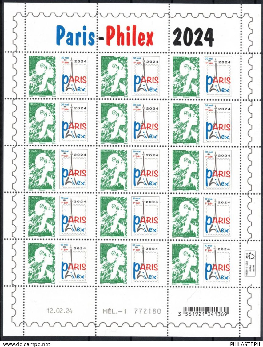 FRANCE 2024 - Feuille Complète De 15 Timbres - MARIANNE DE L’AVENIR PARIS-PHILEX 2024 - YT F131 (5764) Neuf ** - Nuevos