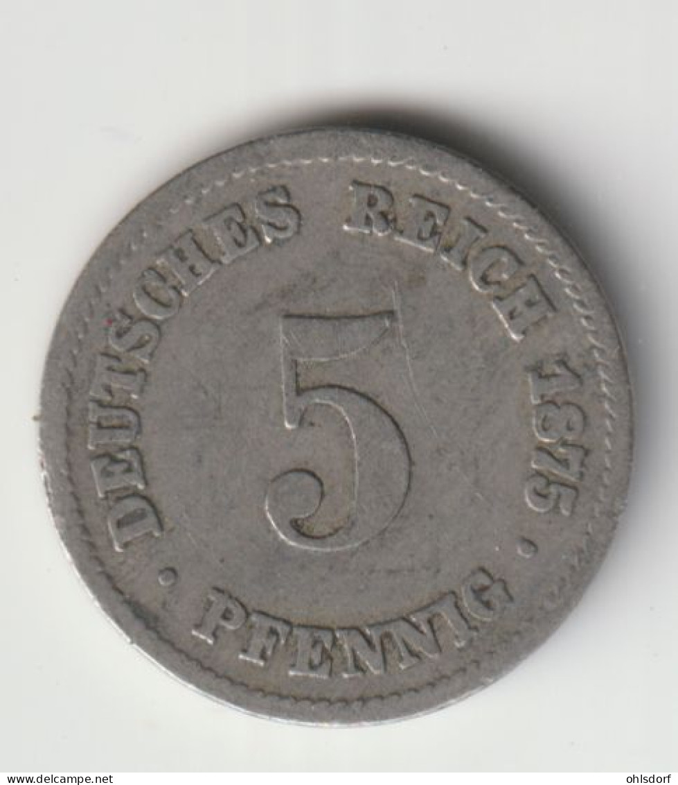 DEUTSCHES REICH 1875 C: 5 Pfennig, KM 3 - 5 Pfennig
